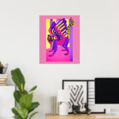 Roze en gele tribale dierlijke afdrukken poster (Thuiskantoor)