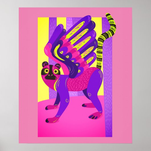 Roze en gele tribale dierlijke afdrukken poster (Voorkant)