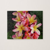 Roze en gele Tropische Plumeria Flowers Legpuzzel (Horizontaal)