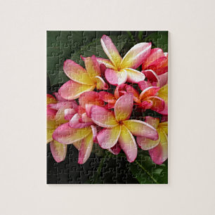 Roze en gele Tropische Plumeria Flowers Legpuzzel