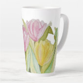 Roze en gele Tulip Latte Mok (Rechterhoek)