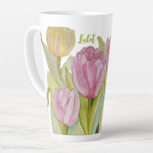 Roze en gele Tulip Latte Mok