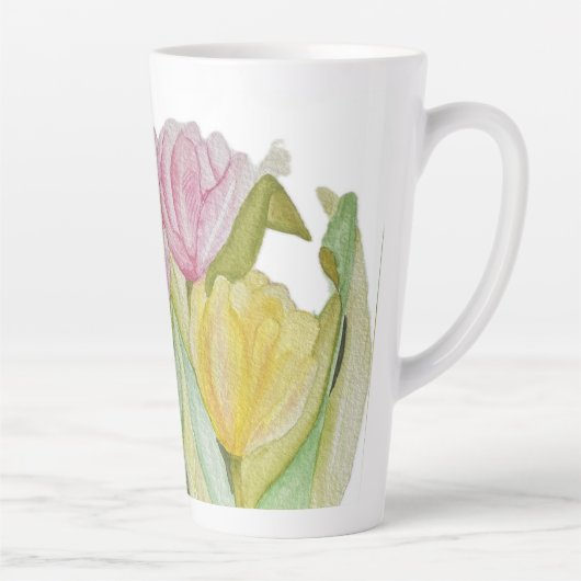 Roze en gele Tulip Latte Mok (Rechts)