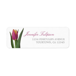 Roze en gele Tulip Return-adreslabels Etiket