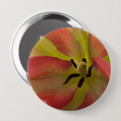 Roze en gele Tulip Ronde Button 4,0 Cm (Voorkant /achterkant)