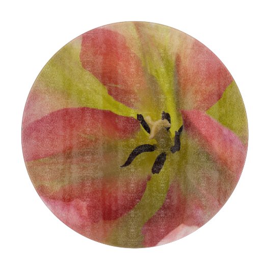 Roze en gele Tulip Snijplank (Voorkant)