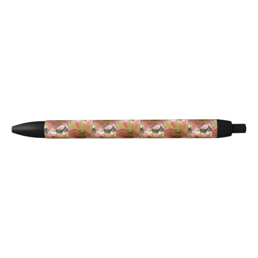 Roze en gele Tulip Zwarte Inkt Pen (Voorkant)