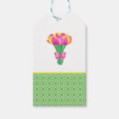 Roze en gele Tulp Boeket Cadeaulabel (Voorkant)