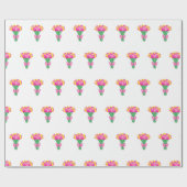 Roze en Gele Tulp Boeket Inpakpapier (Vlak)