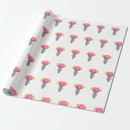 Roze en Gele Tulp Boeket Inpakpapier