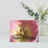 Roze en gele tulp briefkaart (Staand voorkant)