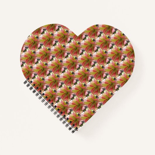 Roze en gele Tulp Heart Notitieboek (Voorkant)