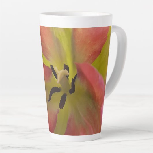 Roze en gele Tulp latte Mok (Rechterhoek)