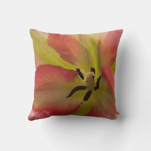 Roze en gele Tulp Throw Cushion Kussen (Achterkant)