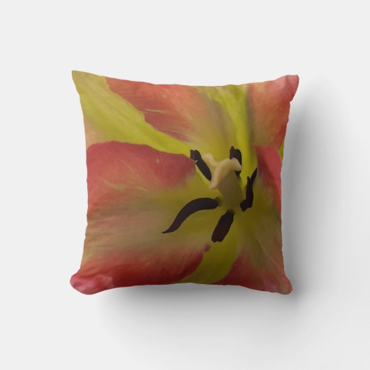 Roze en gele Tulp Throw Cushion Kussen (Voorkant)