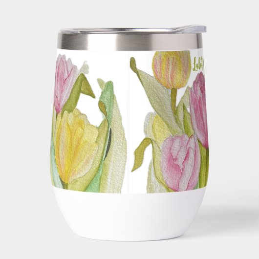 Roze en Gele Tulp Waterfles (Links)