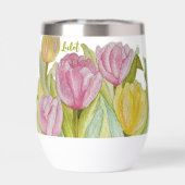 Roze en Gele Tulp Waterfles (Achterkant)