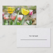Roze en gele Tulpen Afsprakenkaartje (Voorkant / Achterkant)