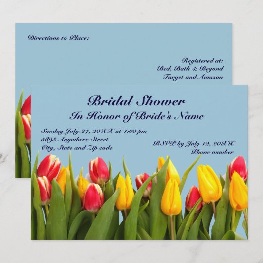 Roze en gele Tulpen Bridal Shower Invitation Kaart (Voorkant / Achterkant)