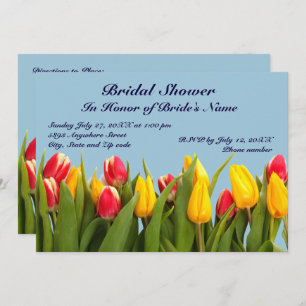 Roze en gele Tulpen Bridal Shower Invitation Kaart