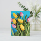 Roze en gele tulpen briefkaart (Staand voorkant)