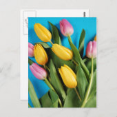Roze en gele tulpen briefkaart (Voorkant / Achterkant)