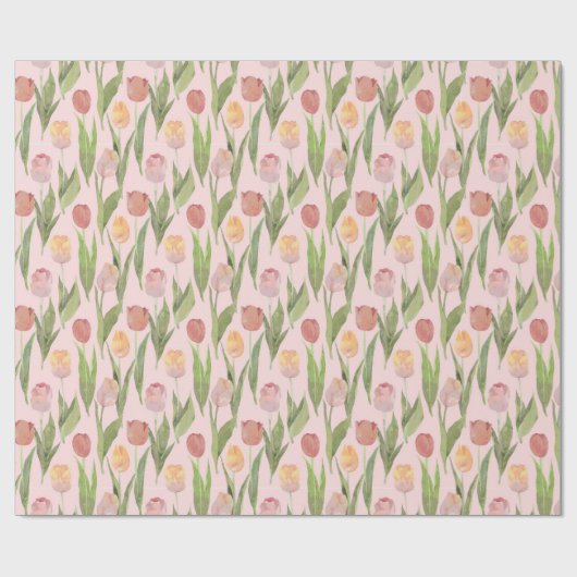 Roze en Gele Tulpen Bruiloft Inpakpapier (Vlak)