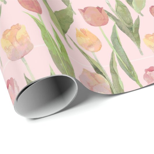Roze en Gele Tulpen Bruiloft Inpakpapier (Rol Hoek)