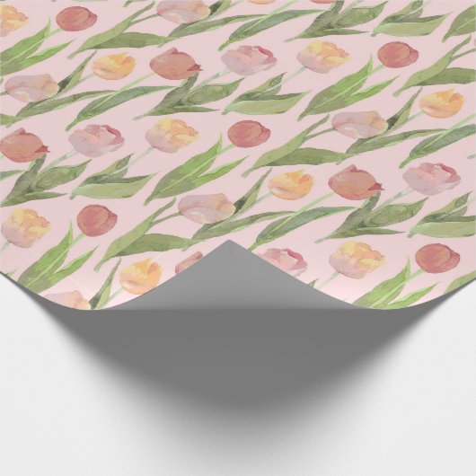 Roze en Gele Tulpen Bruiloft Wrapping Papier (Hoek)
