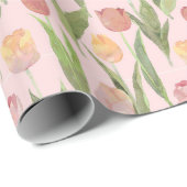 Roze en Gele Tulpen Bruiloft Wrapping Papier (Rol Hoek)