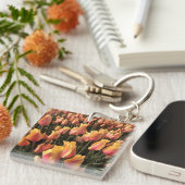  roze en gele tulpen sleutelhanger (Voorkant Rechts)