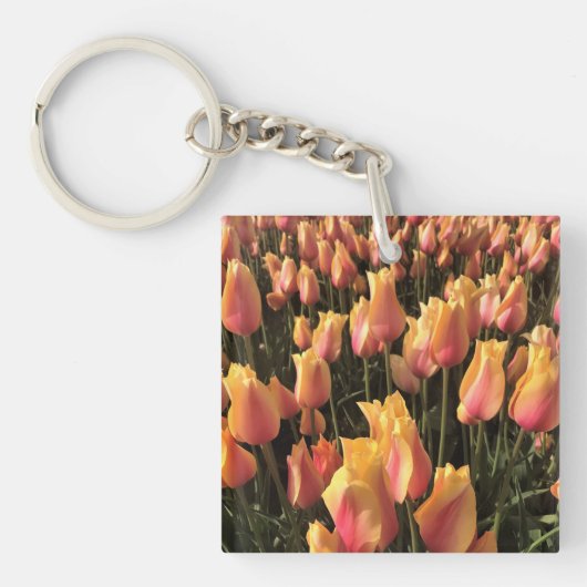  roze en gele tulpen sleutelhanger (voorkant)