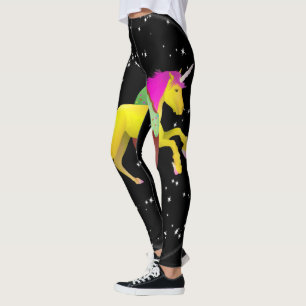 Roze en gele unicorn die door een Doughnut springe Leggings