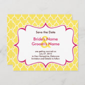 Roze en gele valuta Sla de datumuitnodigingen op Save The Date (Voorkant / Achterkant)