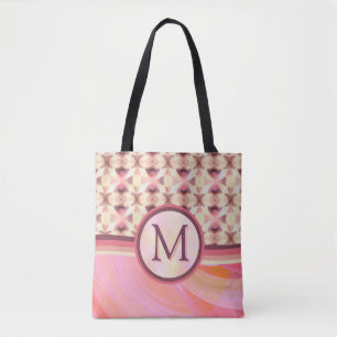 Roze en gele verbindende sterren tote bag