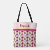 Roze en gele verbindende sterren tote bag (Achterkant)