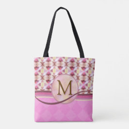 Roze en gele verbindende sterren tote bag