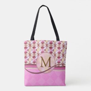 Roze en gele verbindende sterren tote bag