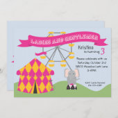 Roze en gele verjaardag uitnodiging van de partij (Voorkant / Achterkant)