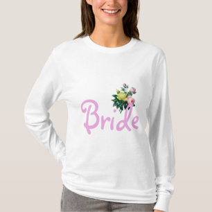 roze en gele vintage roos bloemen bruid shirt. t-shirt