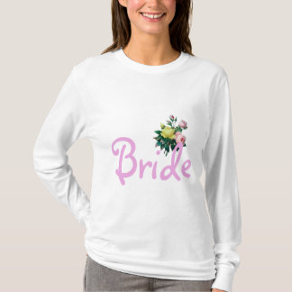roze en gele vintage roos bloemen bruid shirt. t-shirt