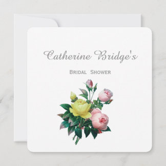 Roze en gele vintage roos bloemen bruidsdouche kaart