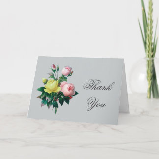 roze en gele vintage roos bloemen dank je bedankkaart