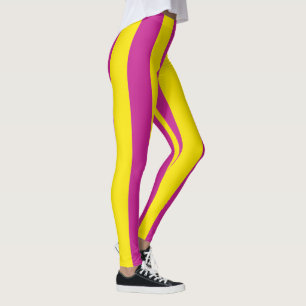 Roze en gele Vintage Stripes Leggings volgens SD