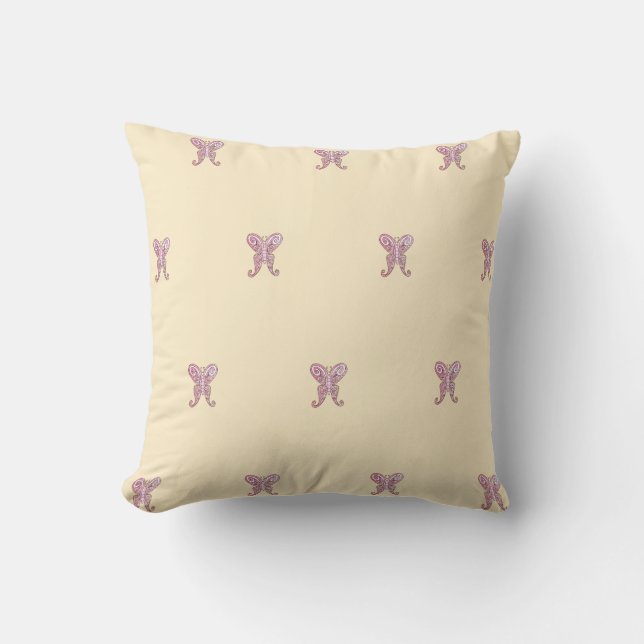 Roze en Gele Vlinder  Kussen (Voorkant)