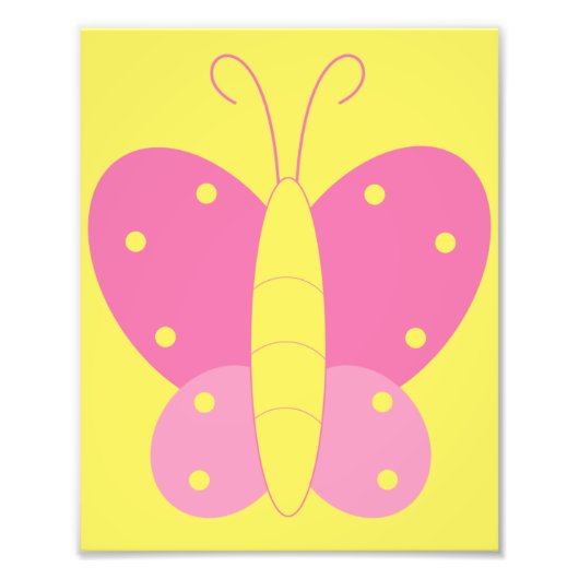 Roze en gele vlinderdruk foto afdruk (Voorkant)