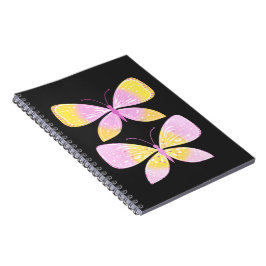 Roze en gele vlinders notitieboek
