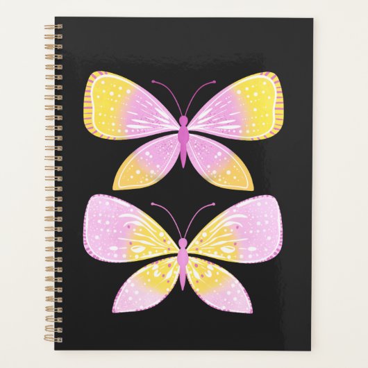Roze en gele vlinders planner (Voorkant)