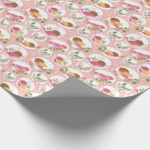  Roze en Gele Vogels en Bladeren Kinderen Cadeaupapier (Hoek)