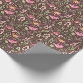 roze en gele vogels en bladeren kinderkleding cadeaupapier (Hoek)